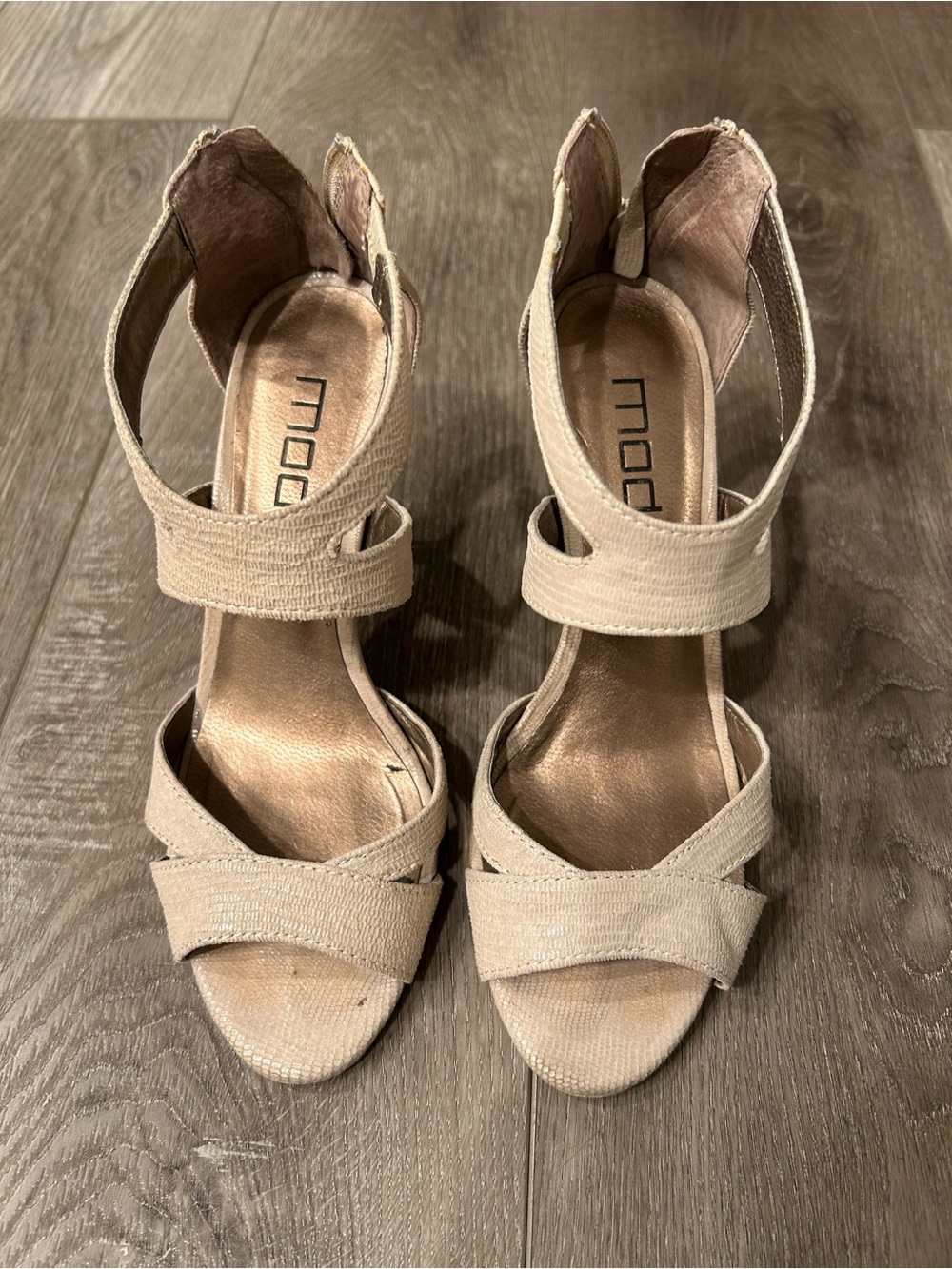 Moda Beige Strappy Women’s Heeled Sandals